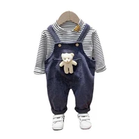 spring children clothes baby boys girls cartoon t shirt pants 2pcssets kids toddler striped sportswear autumn infant tracksuits