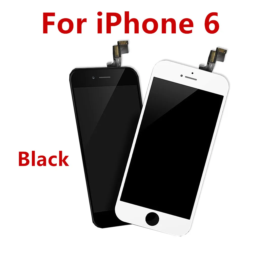 For iPhone 6 Black AAA+++ ЖК-дисплей для iPhone 6 6S Plus, сенсорный экран, сменный дигитайзер, сборка для iPhone 5, 5S, без битых пикселей, закаленное стекло - Цвет: For iPhone 6 Black