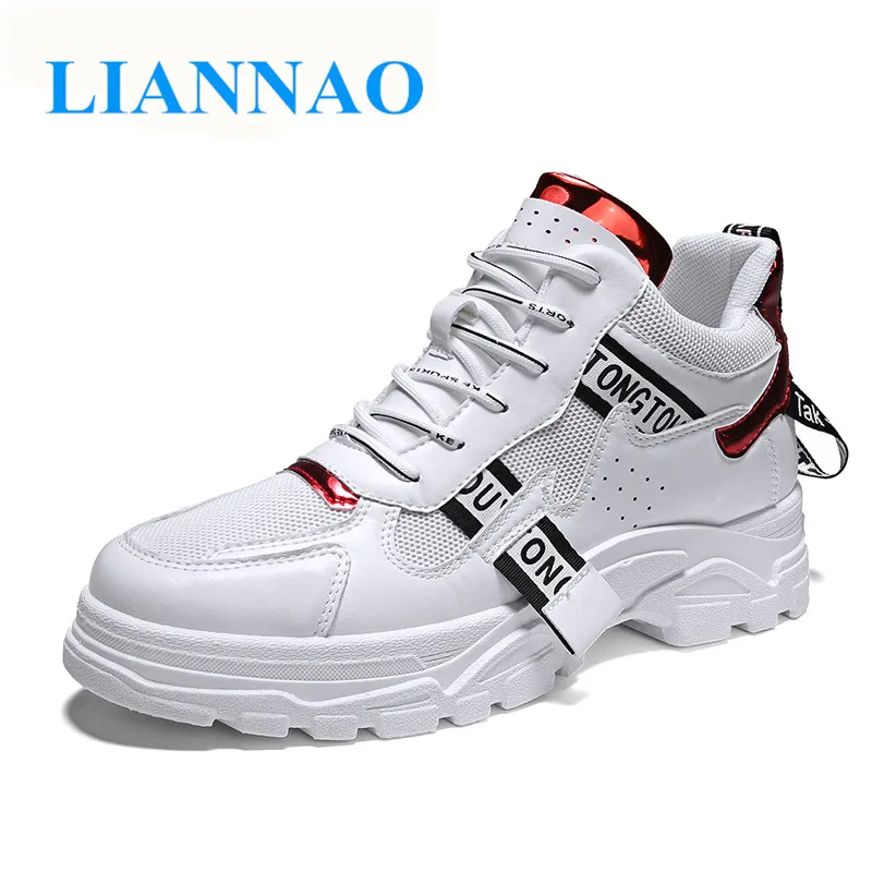 Для мужчин женские ботинки модные мужская толстая подошва ботильоны