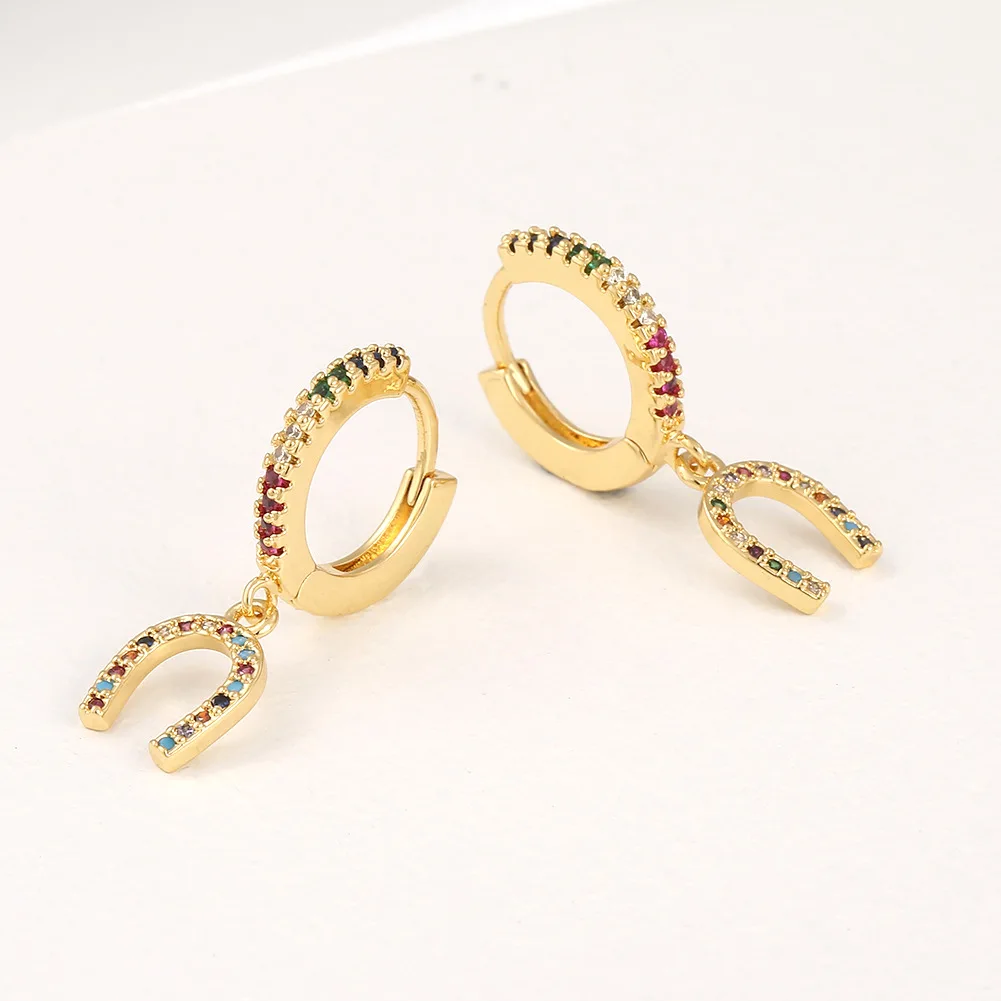 

New Popular Copper Zircon Earrings U-shaped Horseshoe Earrings Women Earrings