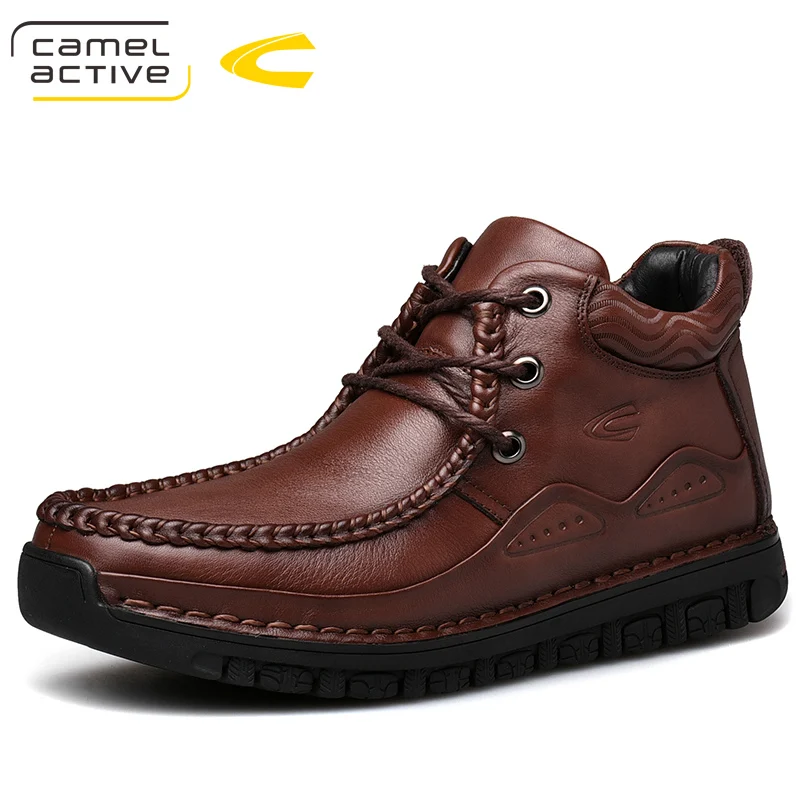 

Camel Active New Outdoor Men Winter Boots Genuine Leather Wool Warm Boots Walking Footwear Snow Boots Ankle Motorcycle boots