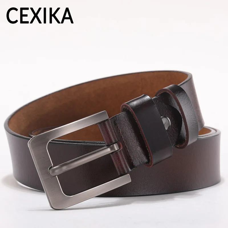 

130 140 150 160 170cm Plus Size Belt for Jeans Men Alloy Pin Buckle Real Cowhide Genuine Leather Belts Cinturones Para Hombre