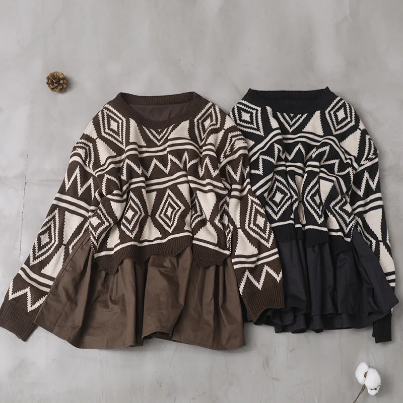 Max LuLu Fashion Korean Winter Ladies Punk Clothes Womens Printed Knitted Pullovers Patchwork Casual Sweaters Plus Size Knitwear | Женская