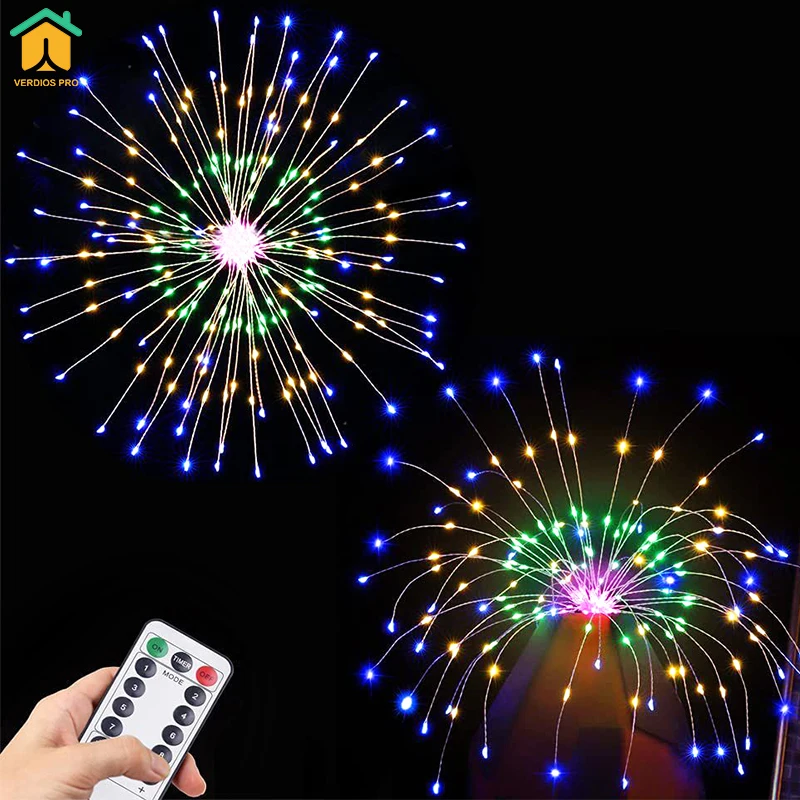 

LED Firework String Lights 8 Modes Waterproof Fairy Lights DIY Remote Control String Light Lamp Wedding Party Garland Home Decor