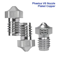 v6 nozzle phaetus plated copper 1 75mm filament for v6 hotend extruder i3 mk3 3d printer parts heater block 0 4 0 5 0 6 0 8mm
