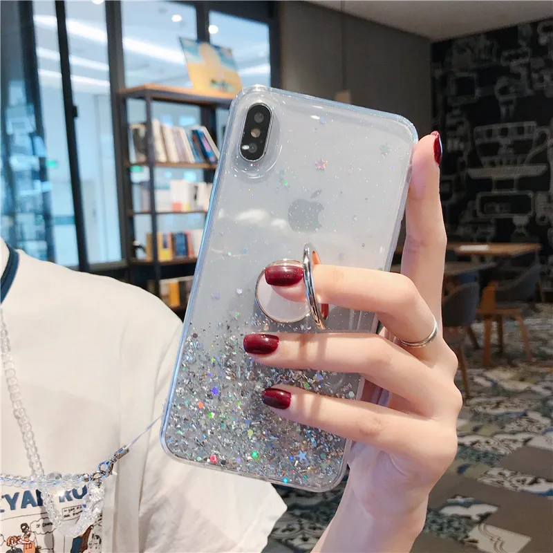 Блестящий противоударный чехол для Huawei Mate 20 P30 P20 Honor 10 9 8 8x20 Pro Lite с кольцом пальцев