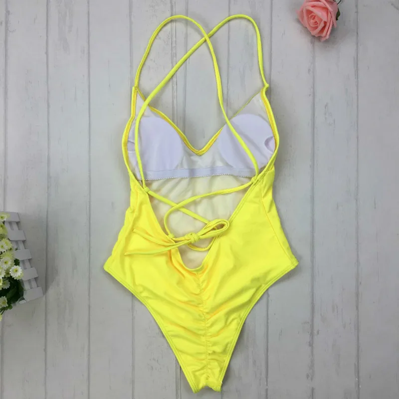 

Women's Sexy Swimsuit Fused Solid Swimming Suit Padded Swimwear Slim Beach Bathing Suit One Piece Bikini XL Swimsuits For Beach