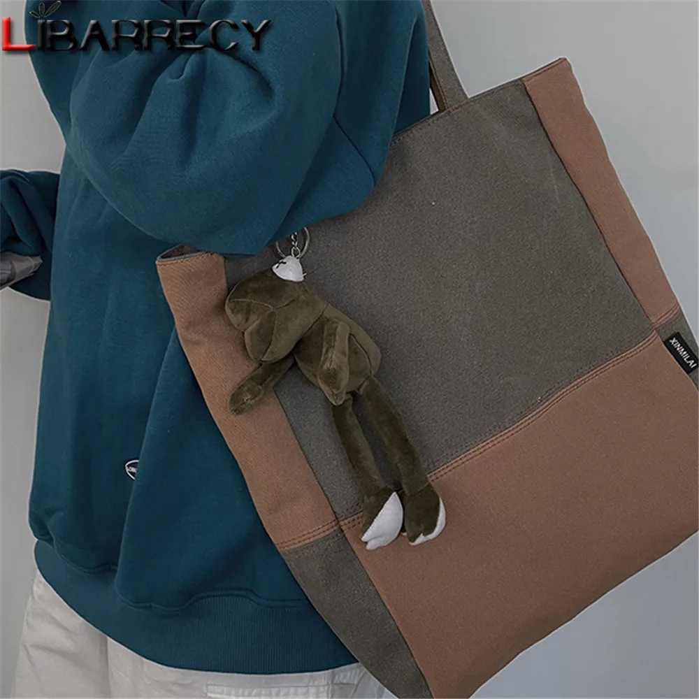 

Fashion Stitching Pattern Design Women's Bag High Quality Canvas Ladies Shoulder Bags New Large Capacity Women Tote Bags Bolsos