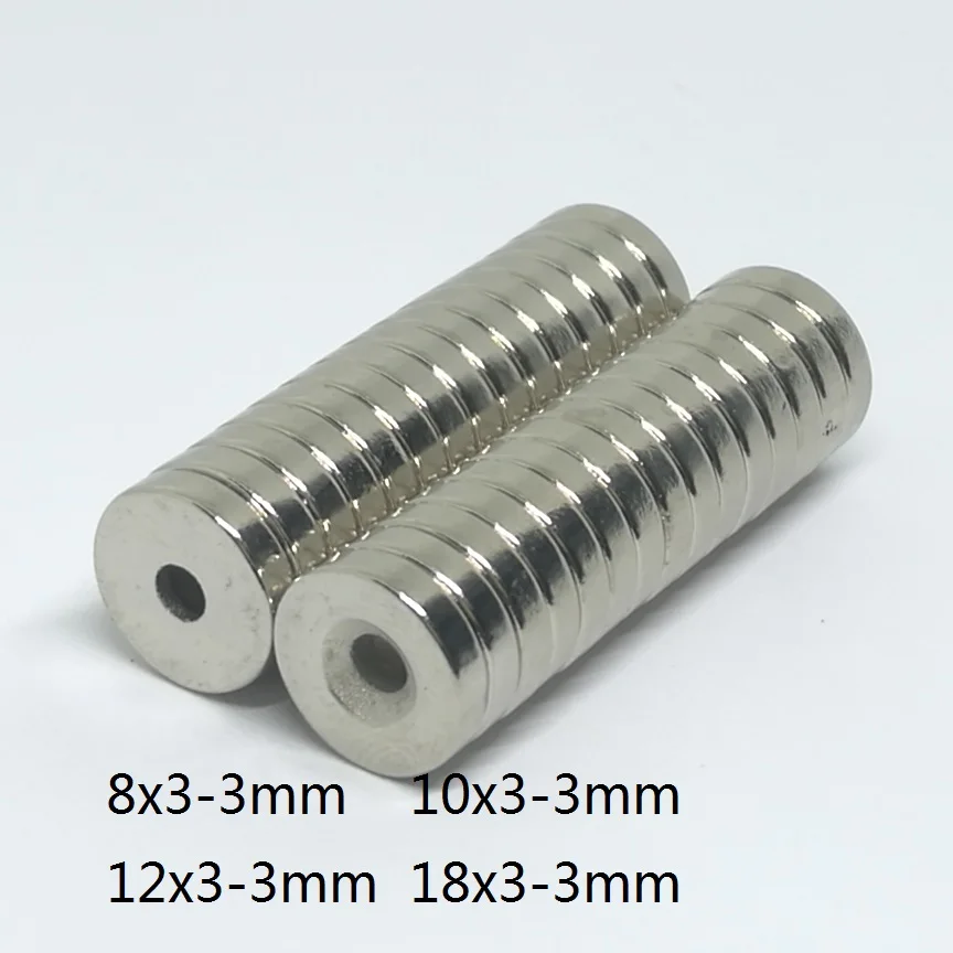 

10~200PCS 8x3 10x3 12x3 18x3 Hole 3 N35 NdFeB Countersunk Round Magnet Super Powerful Strong Disc Permanent Neodymium Magnetic
