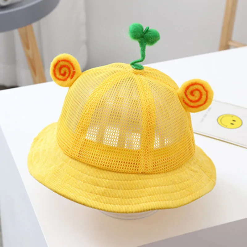 

Children Summer Sunscreen Sunshade Mesh Cap Boys Girls Cartoon Bucket Hat Infant Baby Sun Hat C217