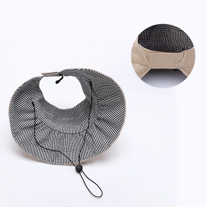 

New Baby Hat for Girl Double-Sided Folding Kids Cap Cotton Adjustable Baby Bucket Hat Children Sun Hats with Wind Rope 1 PC
