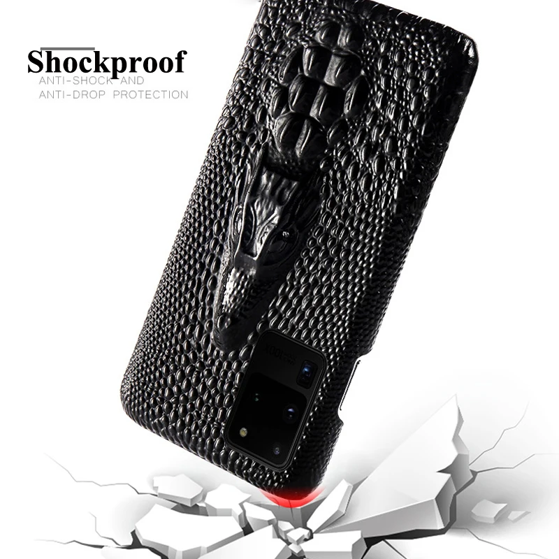 for samsung galaxy s21 ultra note 20 10 s20 fe plus s10 a52 a72 m51 case genuine leather 3d crocodile texture hard cover funda free global shipping