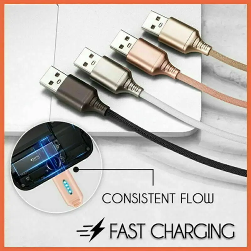 Apple &ampAndroid and Type-C Auto Cut-off Fast Charging Nylon Cable Smart Disconnec Intelligent Data Line | Мобильные телефоны и