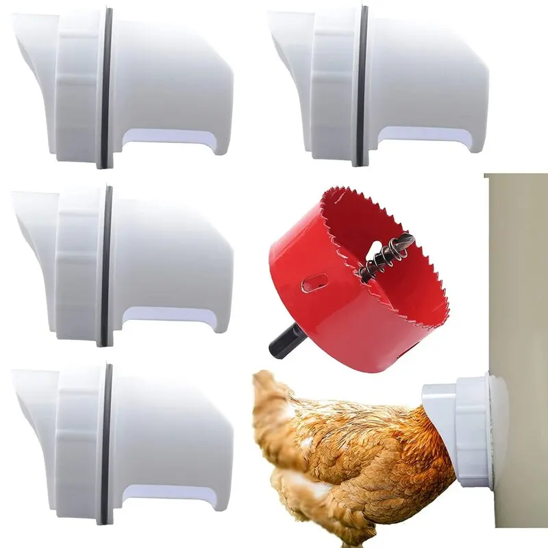 Poultry Pro Feeder ​DIY Plastic Port Gravity Fed With 4 Ports And Hole Saw Chicken Feeder  Rainproof Chicken Feeder 3.15