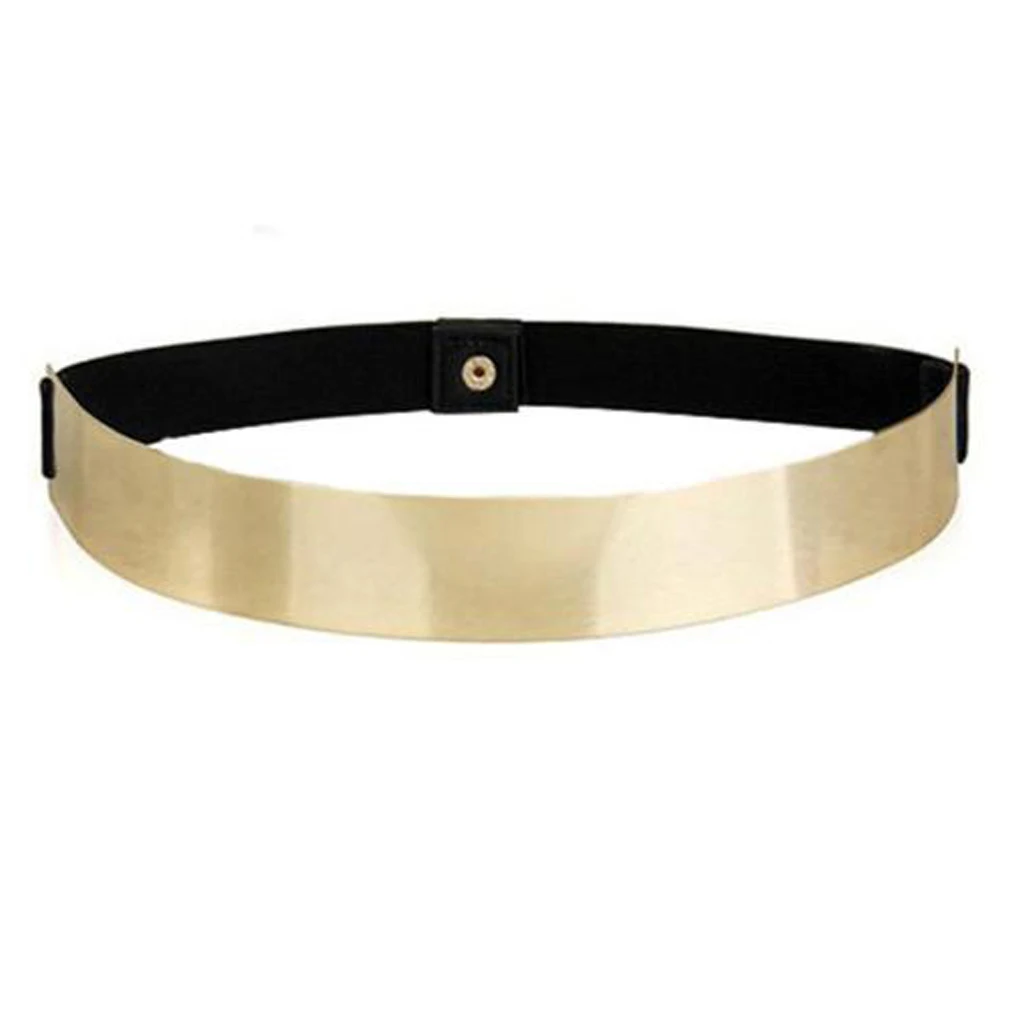 Sexy Lady Women Elastic Mirror Metal Waist Belt Metallic Bling Gold Plate Wide Band For Female Dress Accessories | Аксессуары для