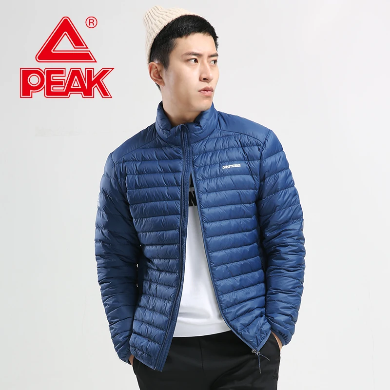 Пик Мужской теплый пуховик полиэстер 90% серый утиный пух износостойкая зимняя