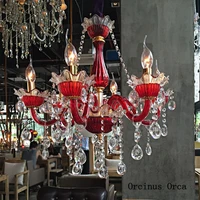 french luxury red crystal chandelier living room dining room bedroom european retro led wedding gift candle chandelier