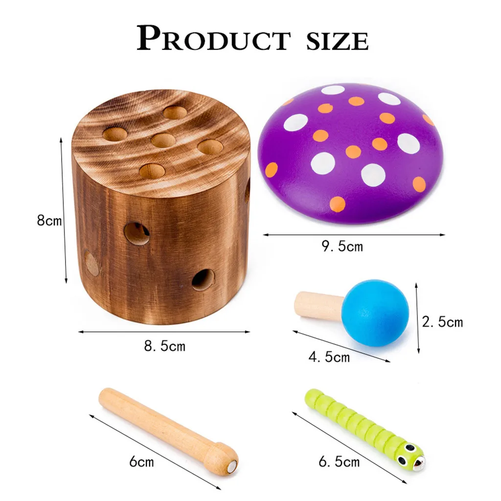 3D Забавный развивающий детский деревянный магнитный поймать насекомых червь