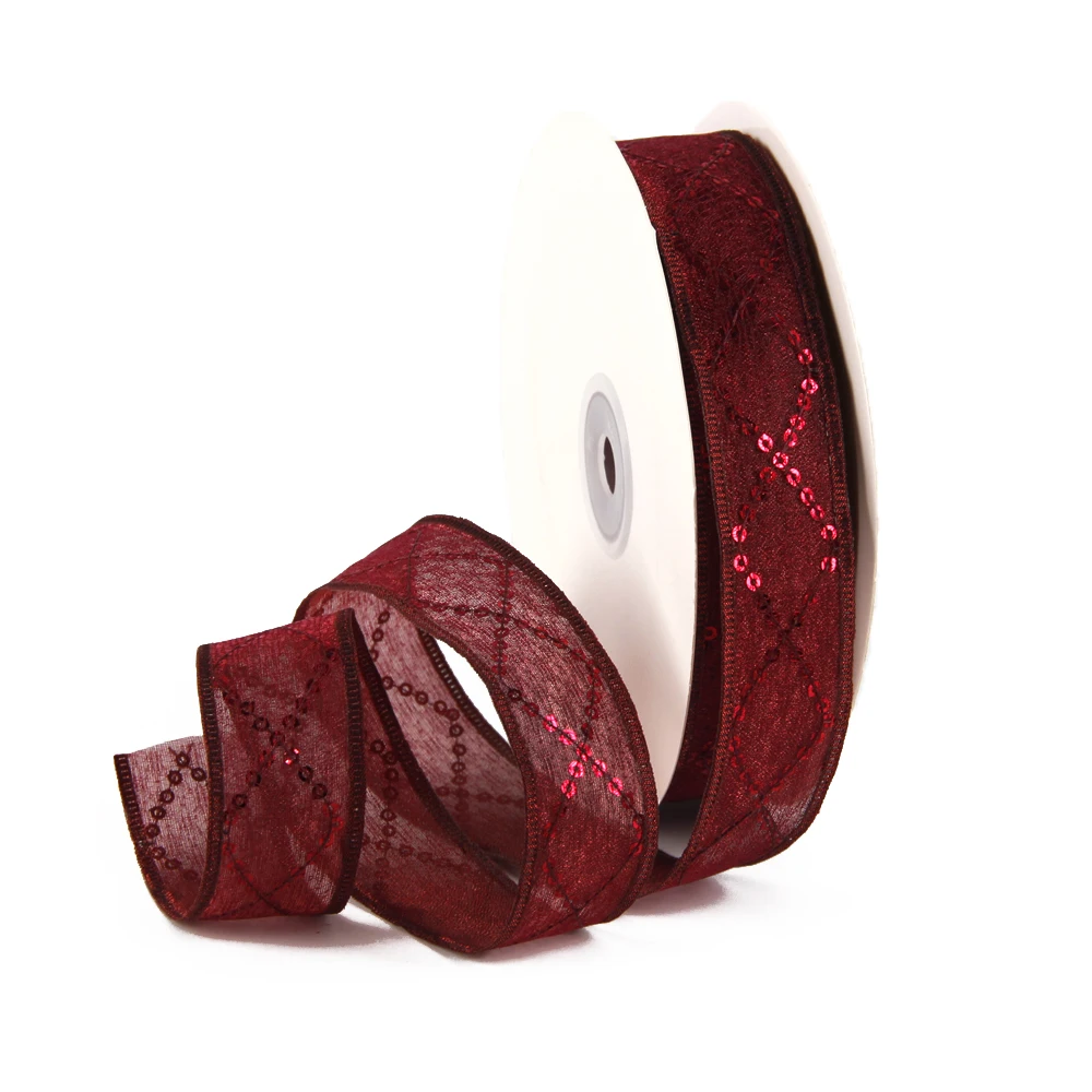 David accessories 48364(42 мм) и 59383(25 мм) газовая лента из органзы с блестками 25 ярдов, материалы ручной работы, 25Yc2546