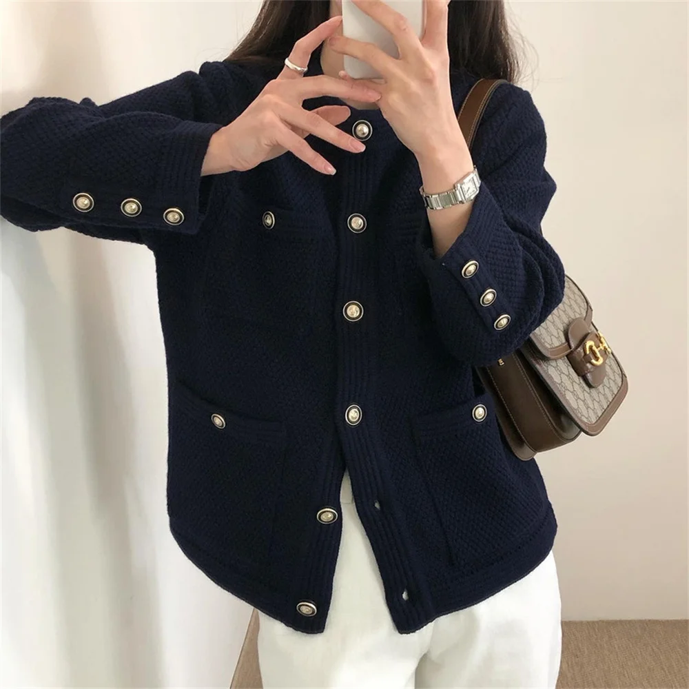 

동대문 черная трикотажная тонкая женская одежда свободные облегающие офисные кардиганы повседневные Новые свитера женские универсальные с...