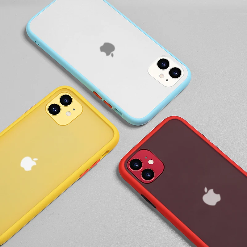 phone case for iphone 11 pro x xr xs max 7 8 plus luxury contrast color frame matte hard pc protective for iphone 11 case free global shipping