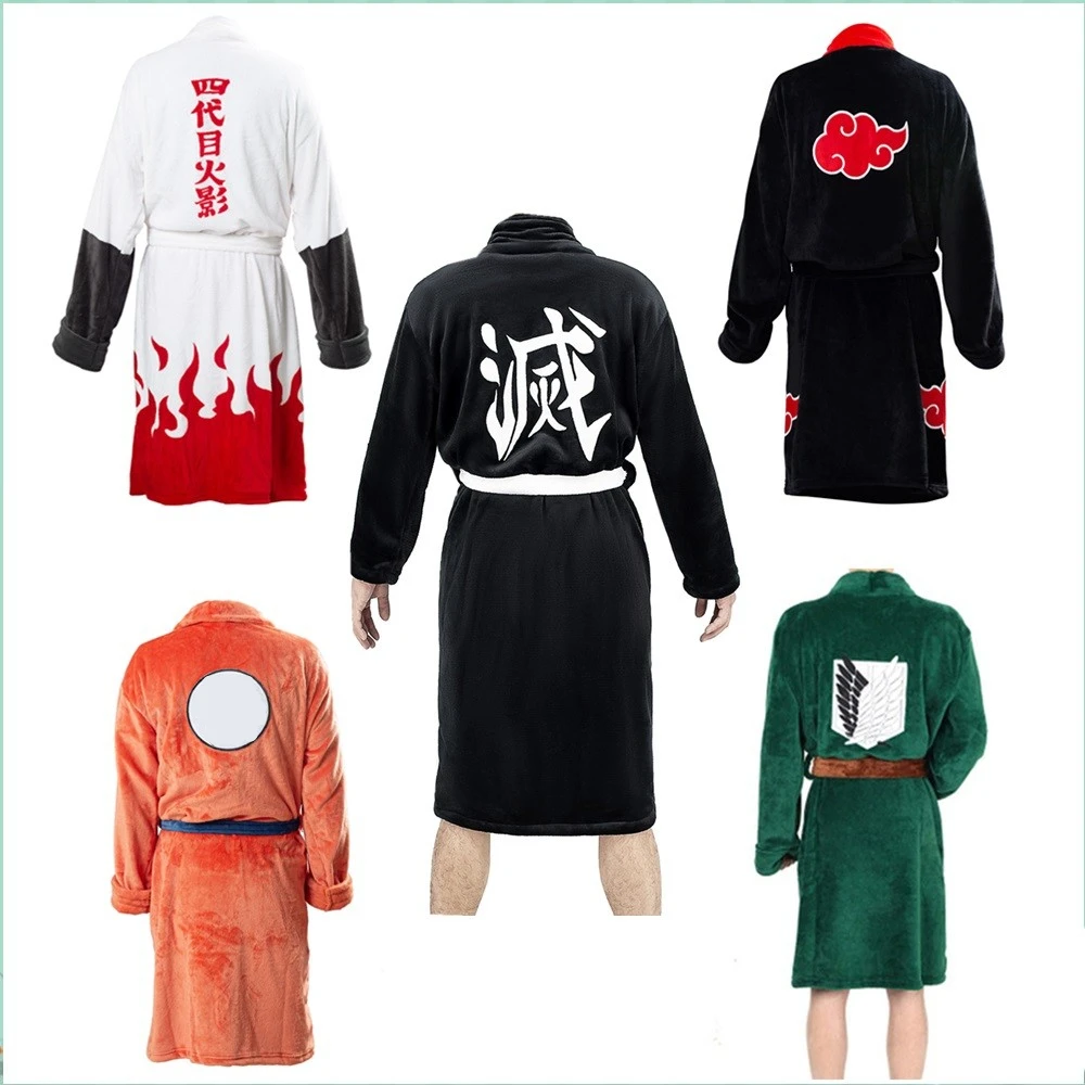Dragon Kakarotto Robe Akatsuki Hokag Cloak Cape Flannel Pajamas Adult Long Bathrobe Sleepwear Xmas Gift
