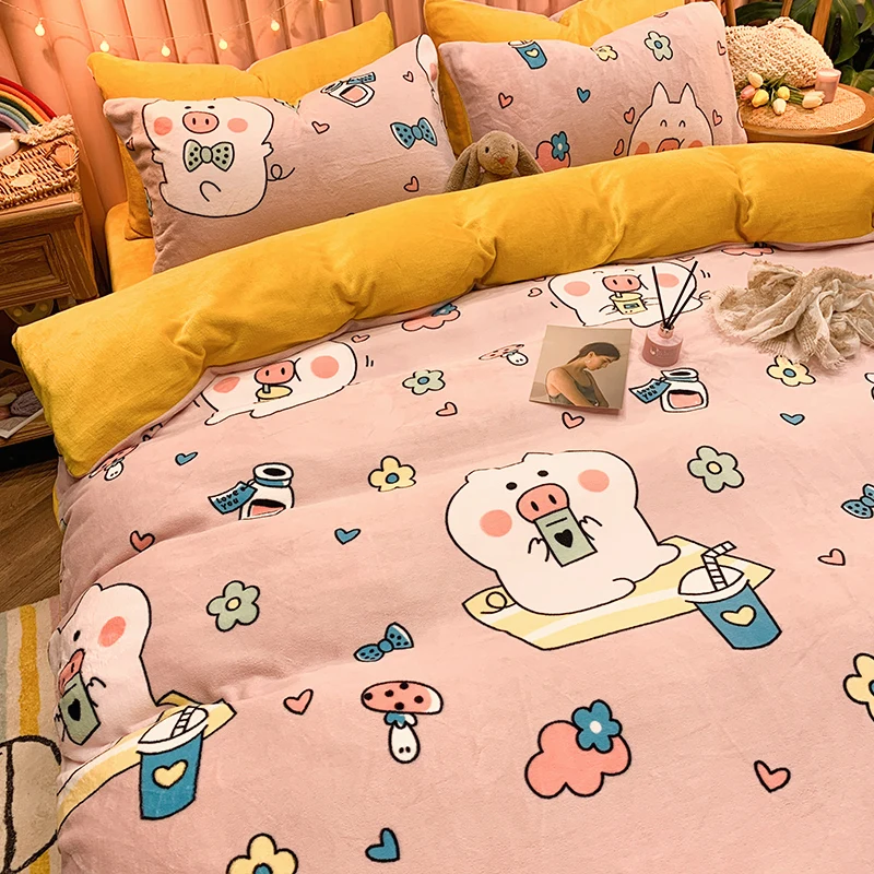 Молоко пододеяльник мягкая теплая одежда Коралловый флис Постельное белье зима