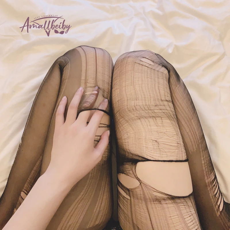 Black Temptation Sexy Tearable Pantyhose Soft Summer Transparent Shred Stockings Tear Off Stocking Disposable Pantyhose