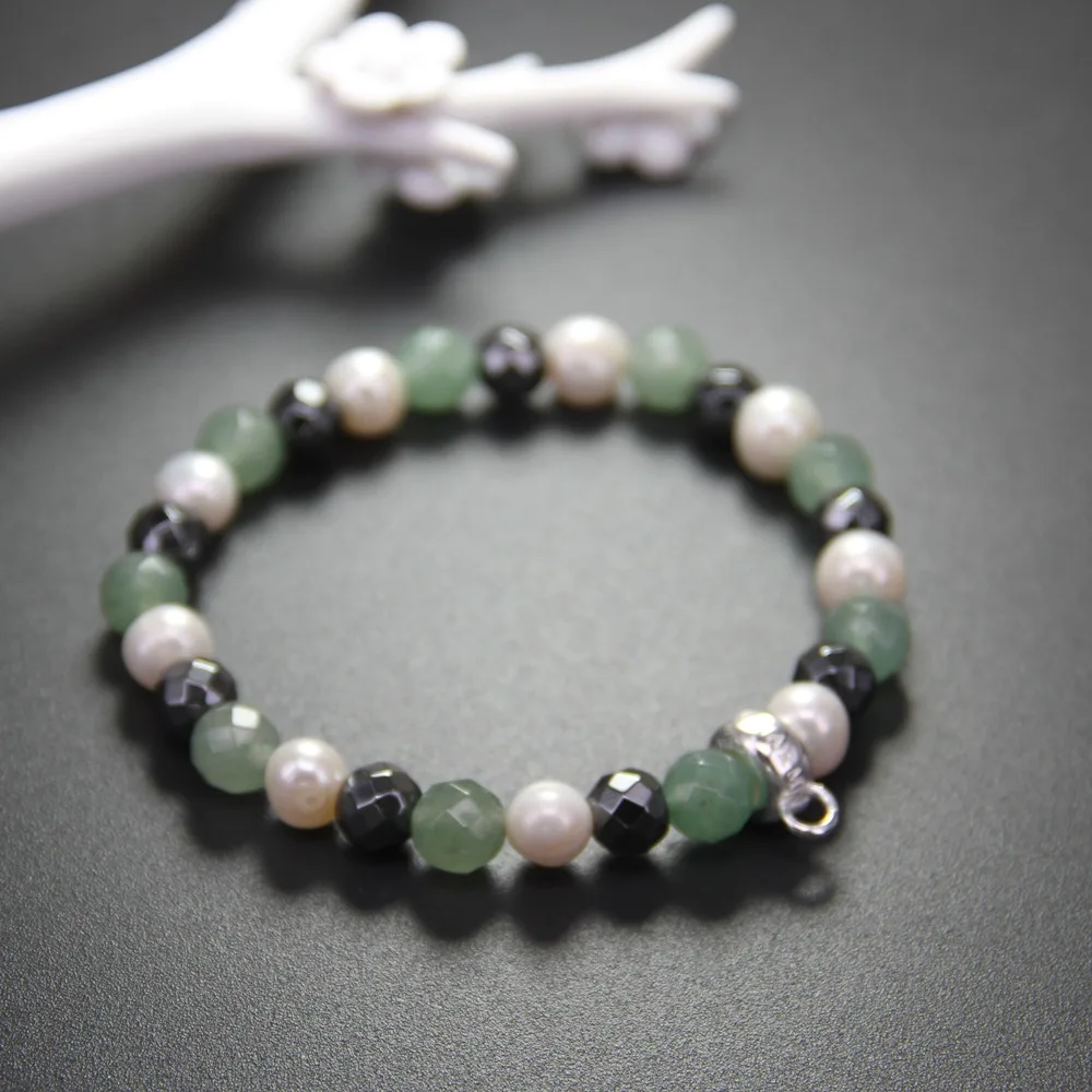 HEMISTON Thomas Green Chalcedony Браслет из жемчуга и бисера стерлингового серебра 925 пробы с