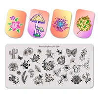beautybigbang nail stamping plates flower leaves theme squirrel cactus printing image nail art stencil template mold xl 098