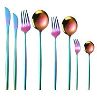 8pcs gold dinnerware set stainless steel cutlery set dessert knife fork spoon tableware tea fork flatware set dishwasher safe