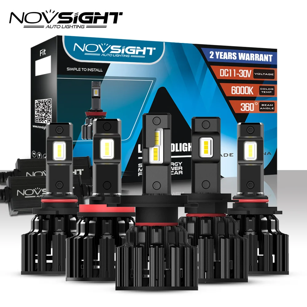 NOVSIGHT Автомобильные фары H4 led Hi/Lo луч СИД H7 H8 H9 H11 9005/HB3 9006/HB4 100 Вт 20000лм 6000 К лампочки для авто фары Противотуманные фары лед лампы для авто светодиодные фары