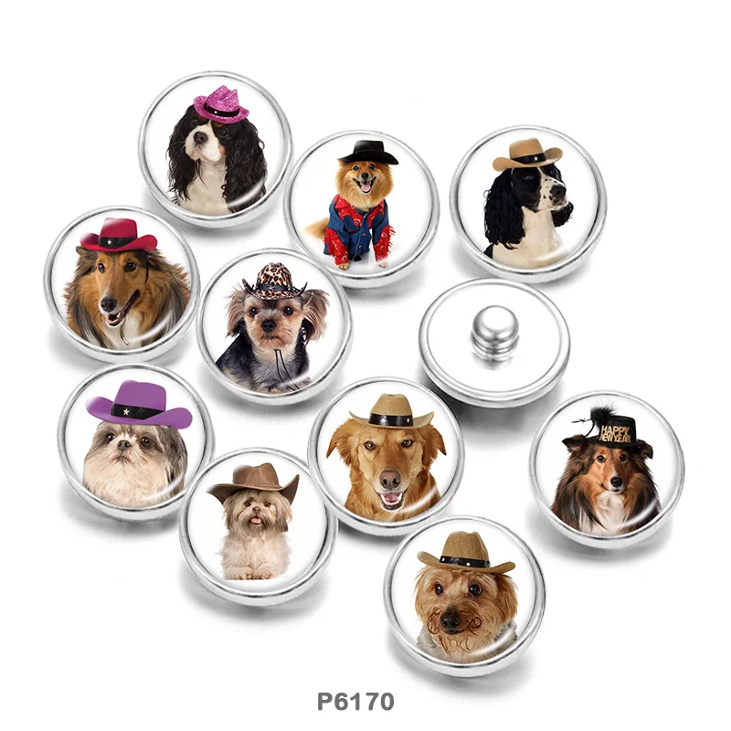 Собака стеклянные кабошоны DIY кнопки для браслета Кнопка ювелирные изделия