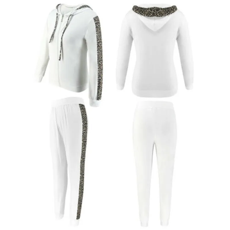 Женский спортивный костюм с леопардовым принтом толстовка капюшоном и