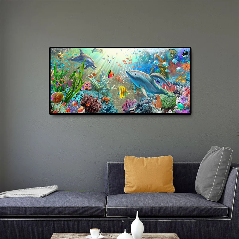 Алмазная 5D картина сделай сам вышивка с океаном животное дельфин рыба мозаика