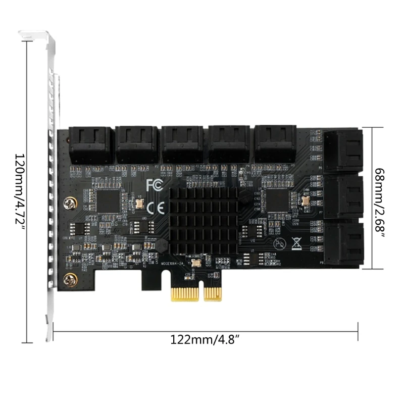 PCIE 4X to SATA III 16-Port Expansion Card 16 SATA 3.0 6Gbps Converter Supports Hard Drives and SSDs for Chia Mining
