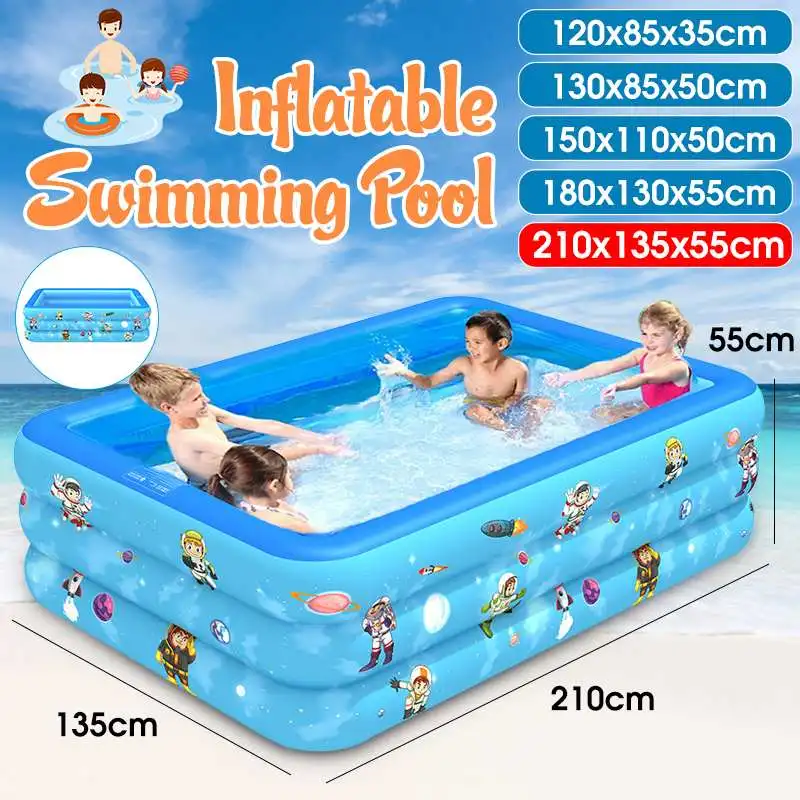 

120/130/150/180/210 CM Rectangular Inflatable Swimming Pool Paddling Pool Bathing Tub Outdoor Summer Swimming Pool For Kids