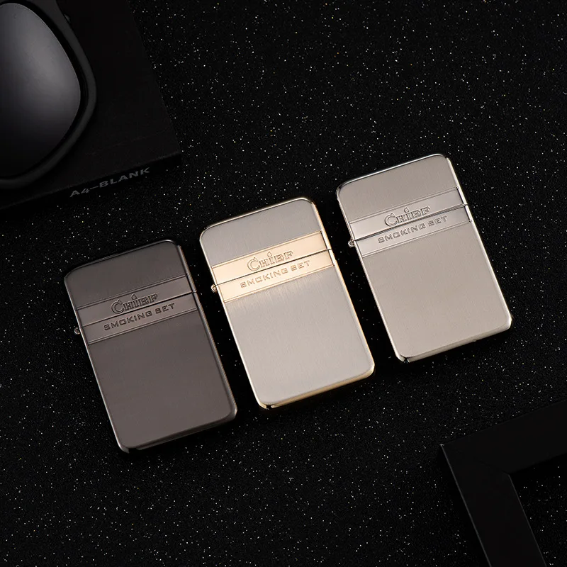 

Pure Copper Light and Thin Creative Retro Grinding Wheel Kerosene Windproof Lighter Personalized High-end Gift Smoke Accessories