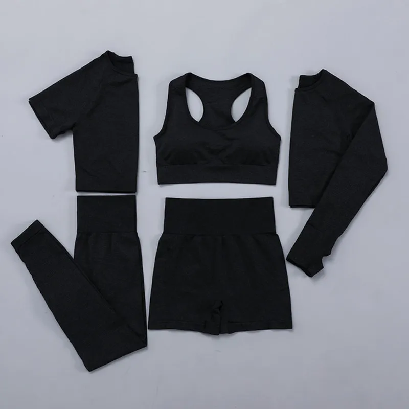 

Seamless Women yoga set Workout Gym Long Sleeve Fitness Crop Top High Waist Leggings Sport Clothing Suits