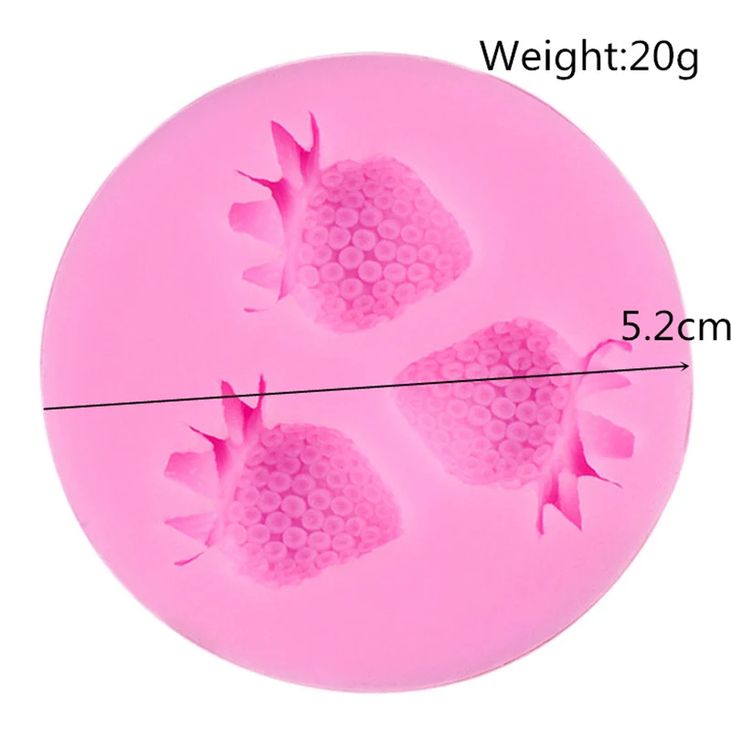 Силиконовая форма с тремя отверстиями для клубники фруктов 3d шоколада помадки