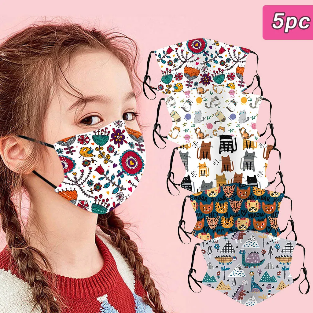 5 шт. Детские хлопковые маски для лица с защитой от пыли | Красота и здоровье