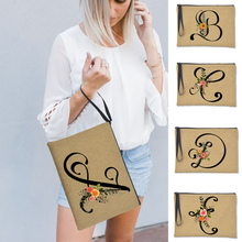 Bolsos de mano con diseño de flores del alfabeto para mujer...