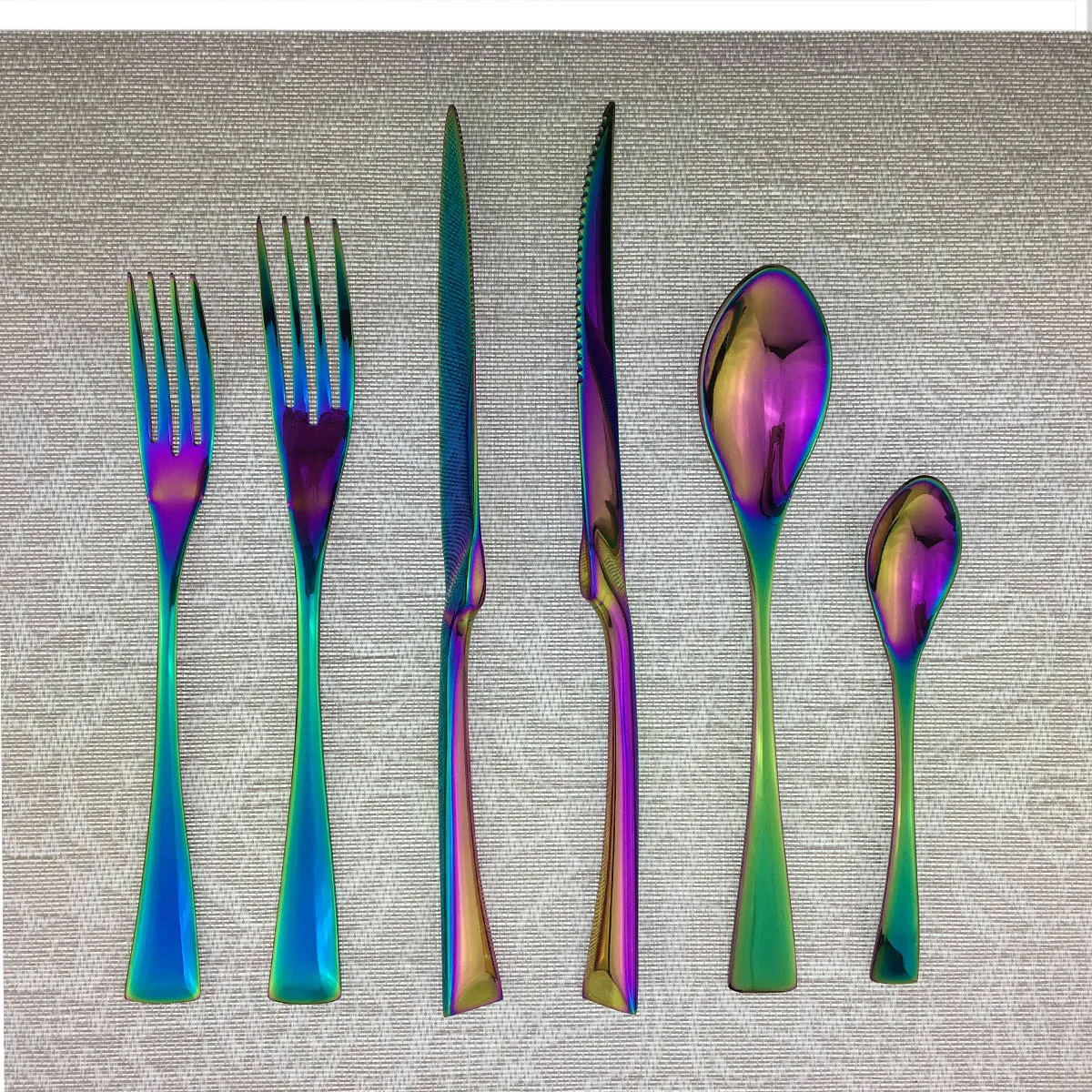 Радуга 6 шт роскошная столовая посуда набор столовых приборов из нержавеющей