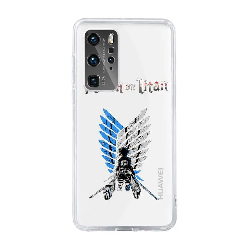 

Attack on titan Phone Case Transparent For Huawei MATE P 40 30 20 10 pro plus lite X 5G Soft TPU Clear Mobile bags coque funda