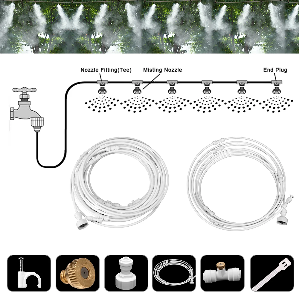

6M/9M/12M Garden Watering Irrigation Mister Nebulizer Sprinkler Water Fog Sprayer System Patio Cooling Mist System