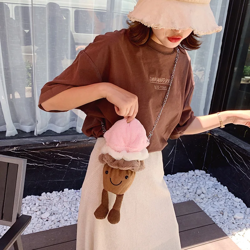

candice guo! cute plush toy lovely cartoon ice cream toast bread soft crossbody bag coin bag girl birthday Christmas gift 1pc