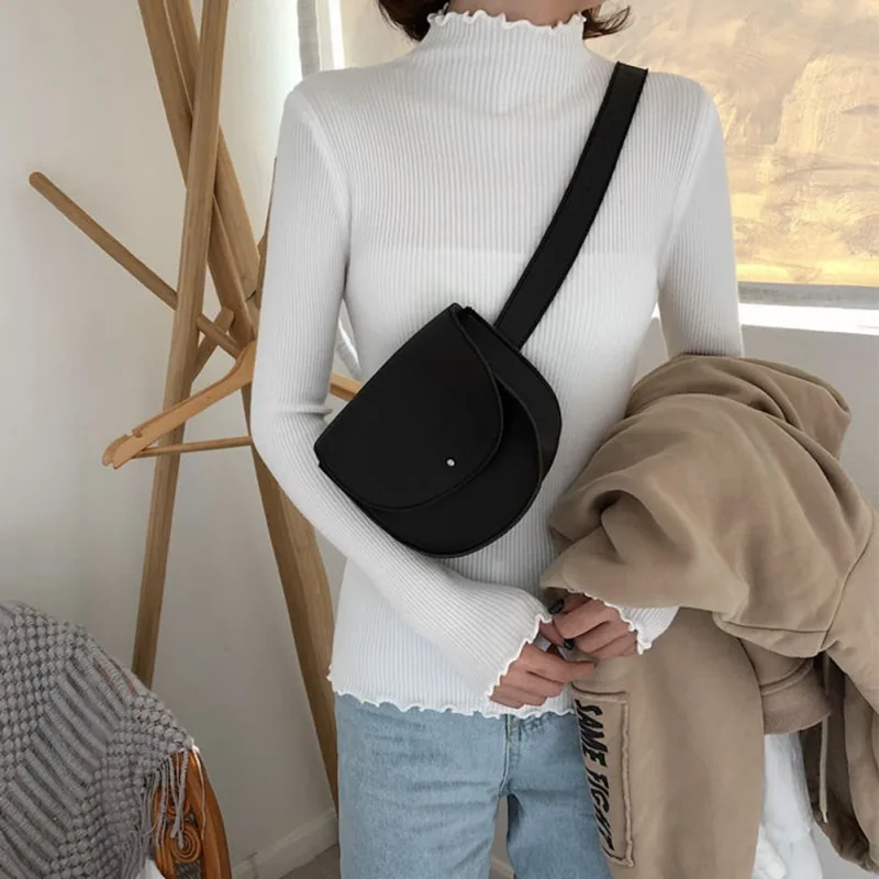 

Autumn Winter New Wooden Ear Long-sleeved Half-high Collar Bottoming Shirt Tops Women