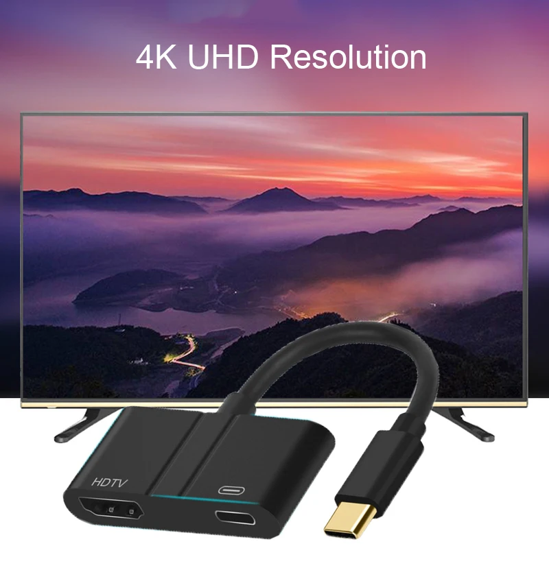 4K 1080P USB Type C к HD TV HDTV видео кабель адаптер конвертер для Macbook Huawei Mate10 P20 Sumsang S8 S9 S21