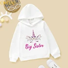 Детская Повседневная забавная толстовка с мультипликационным принтом единорога и Большой Сестры для девочек кавайная зимняя флисовая одежда детская толстовка
