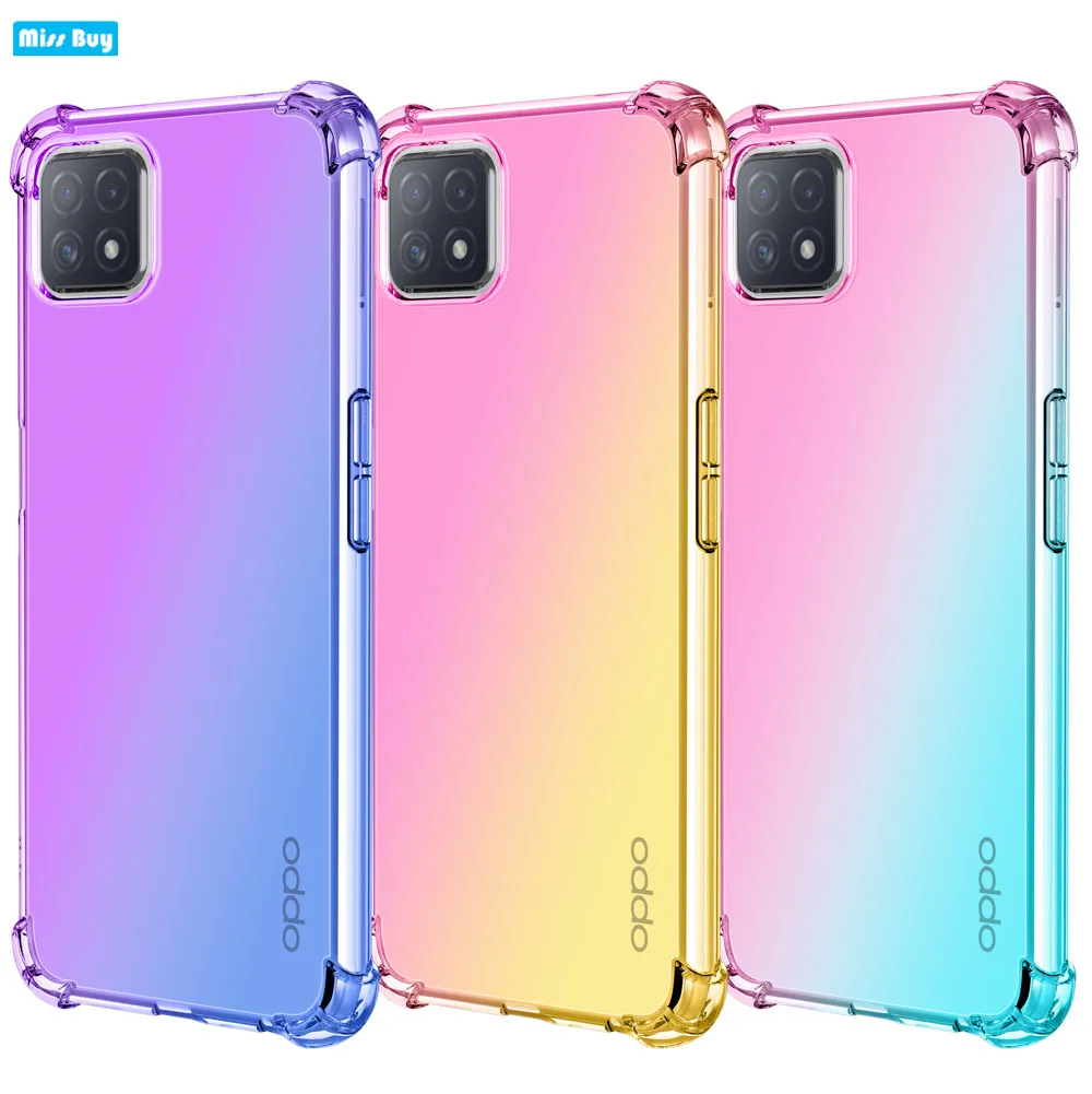 

Transparent Colorful Shockproof Silicone Case For OPPO A73 5G A15S A32 A33 A53 2020 A72 A93 A55 A54 A94 A55 4G Case Back Cover